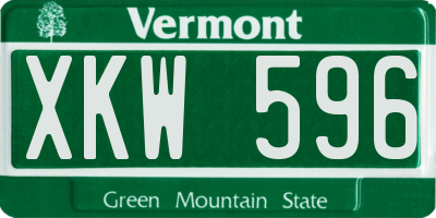 VT license plate XKW596