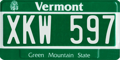 VT license plate XKW597