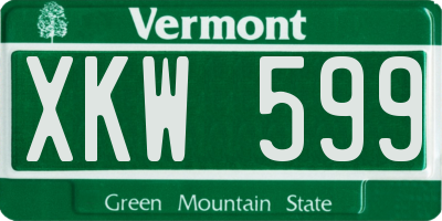 VT license plate XKW599