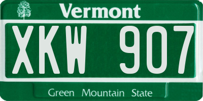 VT license plate XKW907