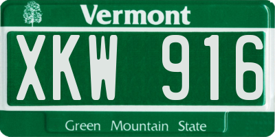 VT license plate XKW916