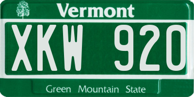 VT license plate XKW920