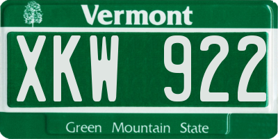 VT license plate XKW922