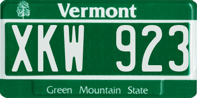VT license plate XKW923