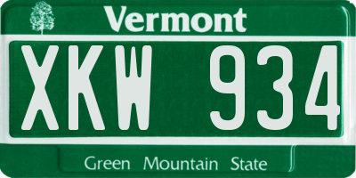 VT license plate XKW934