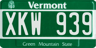 VT license plate XKW939