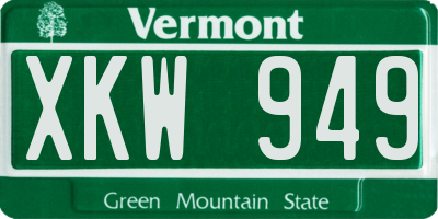 VT license plate XKW949