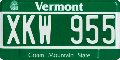VT license plate XKW955