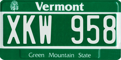 VT license plate XKW958