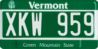 VT license plate XKW959
