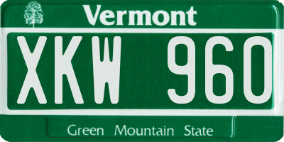VT license plate XKW960