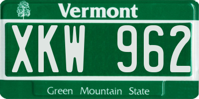 VT license plate XKW962