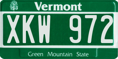 VT license plate XKW972