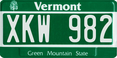 VT license plate XKW982