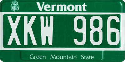 VT license plate XKW986