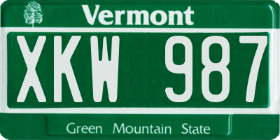 VT license plate XKW987