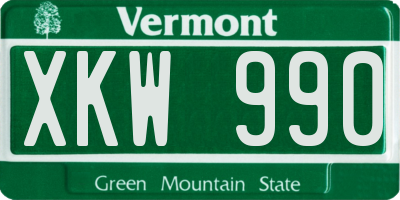 VT license plate XKW990