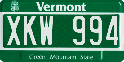 VT license plate XKW994