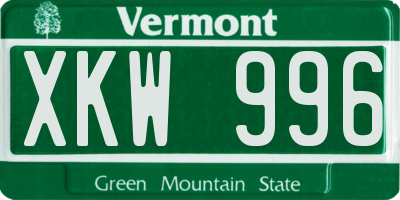 VT license plate XKW996