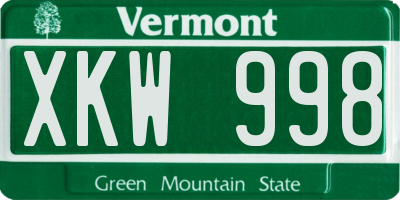 VT license plate XKW998