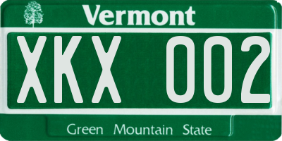 VT license plate XKX002