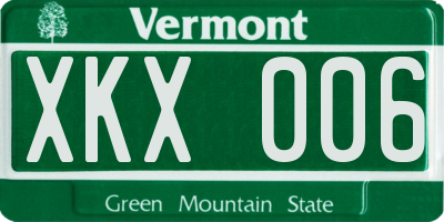 VT license plate XKX006