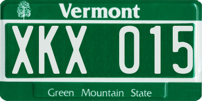 VT license plate XKX015