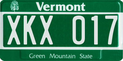 VT license plate XKX017