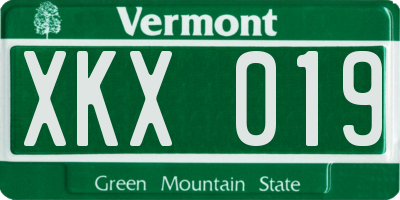 VT license plate XKX019