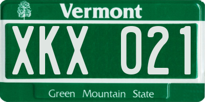 VT license plate XKX021