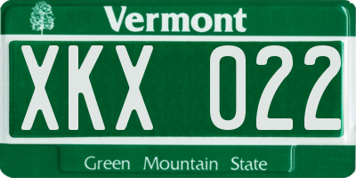 VT license plate XKX022