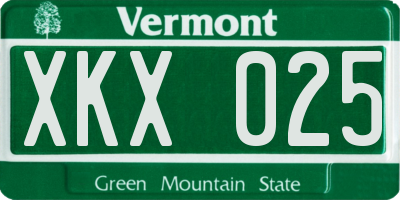 VT license plate XKX025