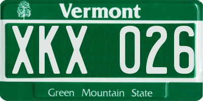 VT license plate XKX026