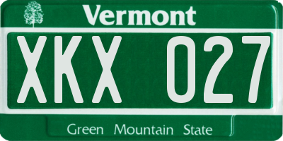 VT license plate XKX027