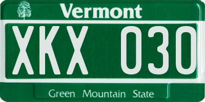 VT license plate XKX030