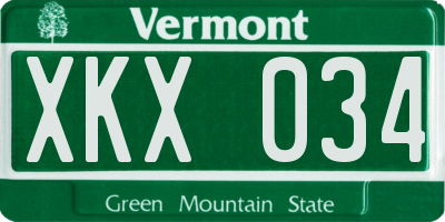 VT license plate XKX034