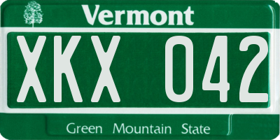 VT license plate XKX042
