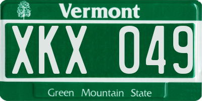 VT license plate XKX049