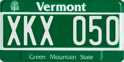 VT license plate XKX050