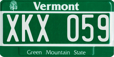 VT license plate XKX059