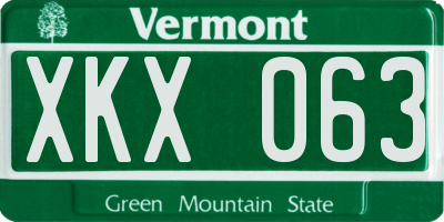 VT license plate XKX063