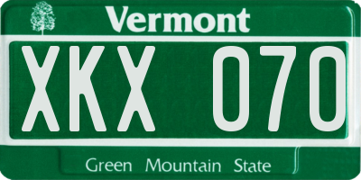 VT license plate XKX070