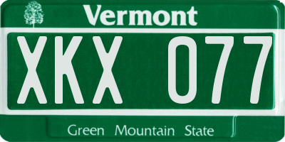 VT license plate XKX077
