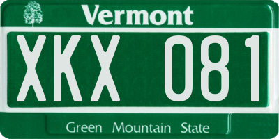 VT license plate XKX081