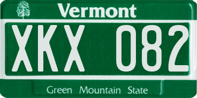 VT license plate XKX082