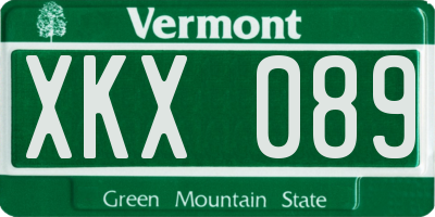VT license plate XKX089