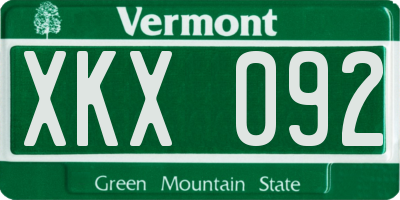 VT license plate XKX092