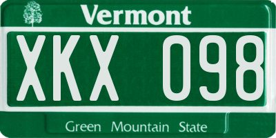 VT license plate XKX098