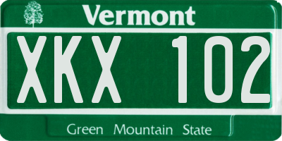 VT license plate XKX102