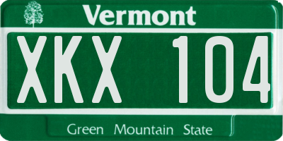 VT license plate XKX104
